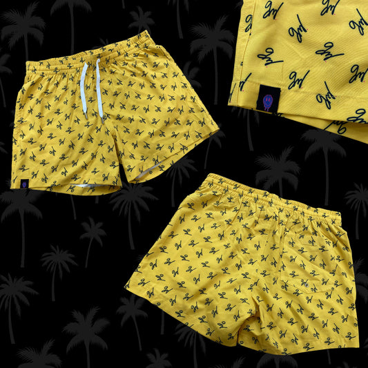 Gavin Magnus Line Gold Yellow Pattern Shorts Merch